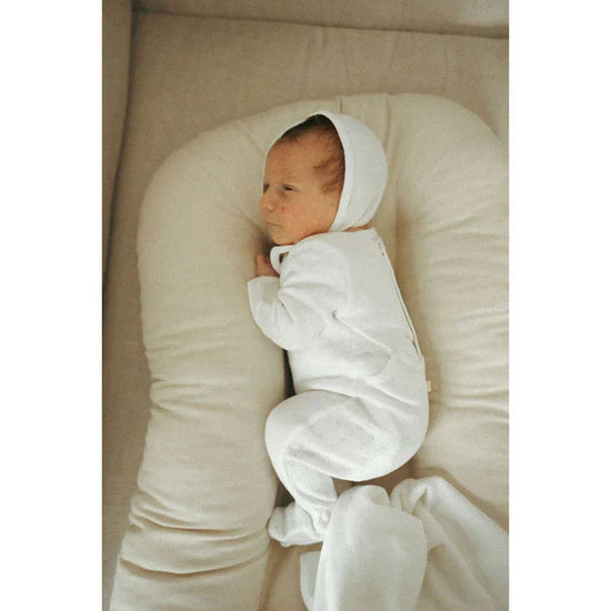 set footie pointelle take me home with bonnet and blanket - white
