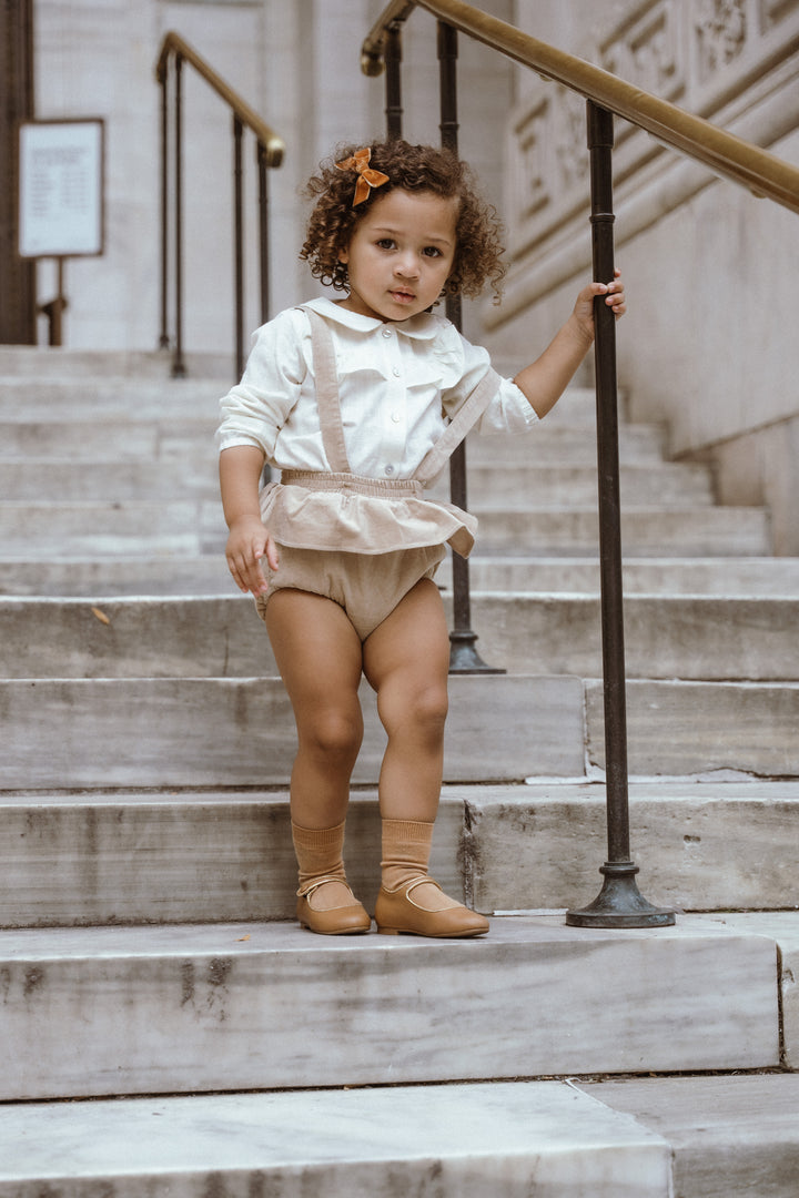 bloomer ruffled suspender - cream