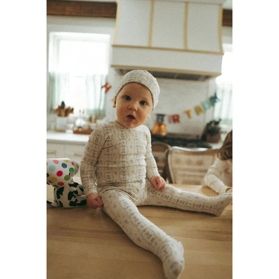 footie teddy print with bonnet - blue