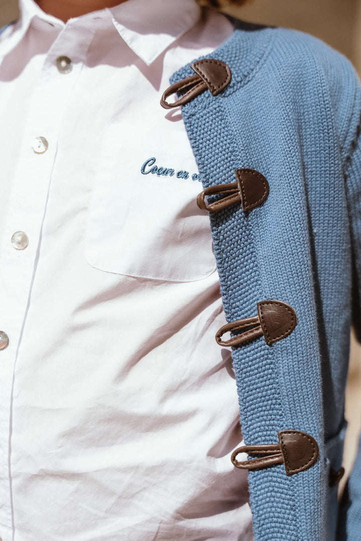 top l/s knit toggle cardigan - blue