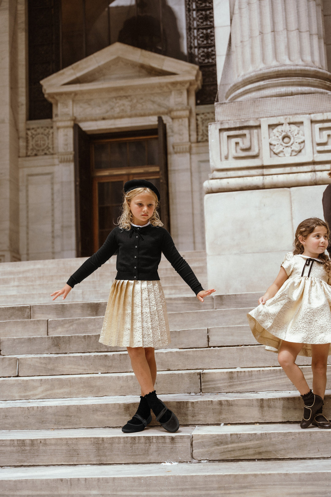 skirt metallic jacquard pleated - gold pleated