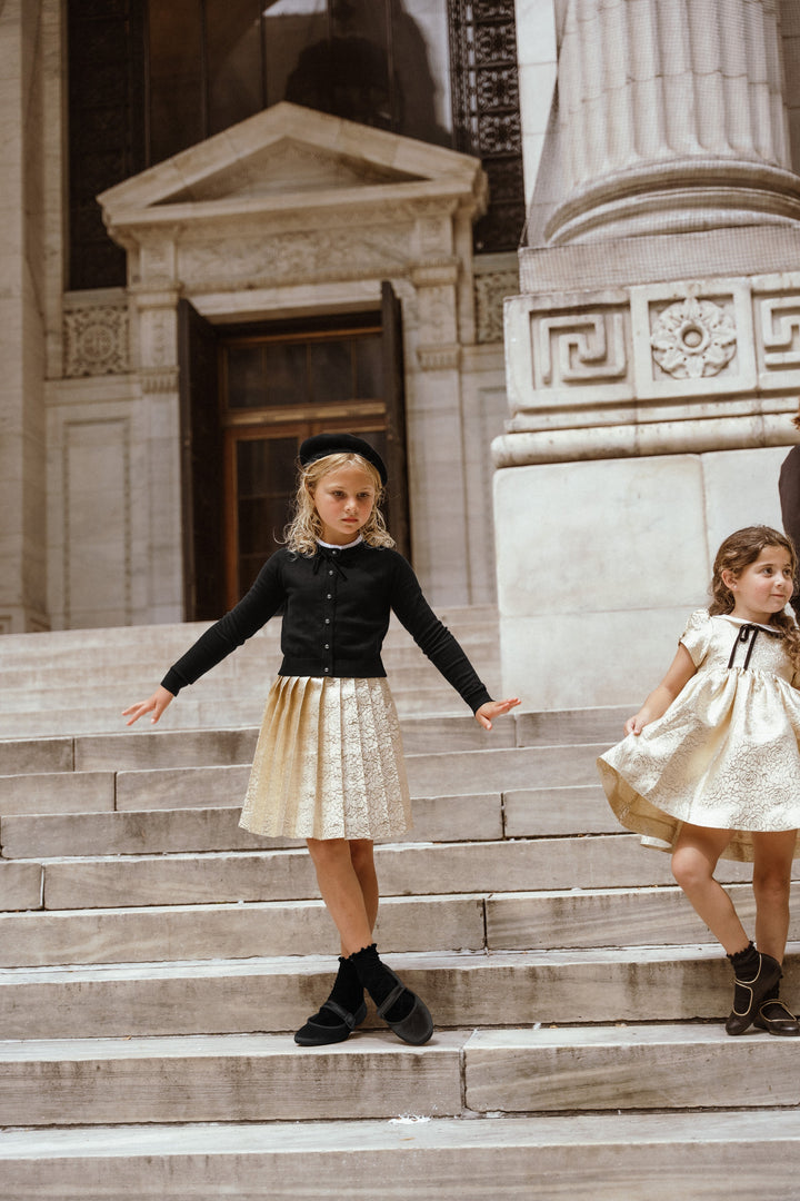 skirt metallic jacquard pleated - gold pleated