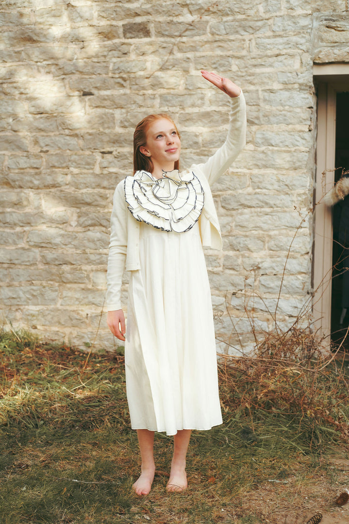 dress frill flower jumper - cream