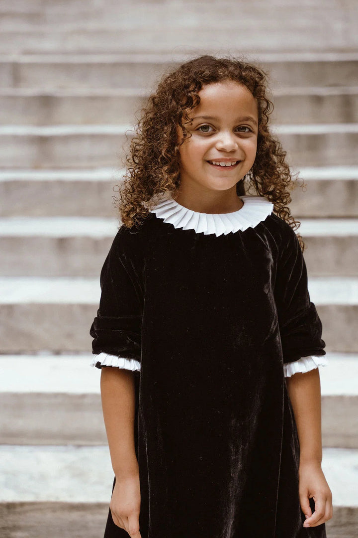 dress velvet ruffle trim - black velvet