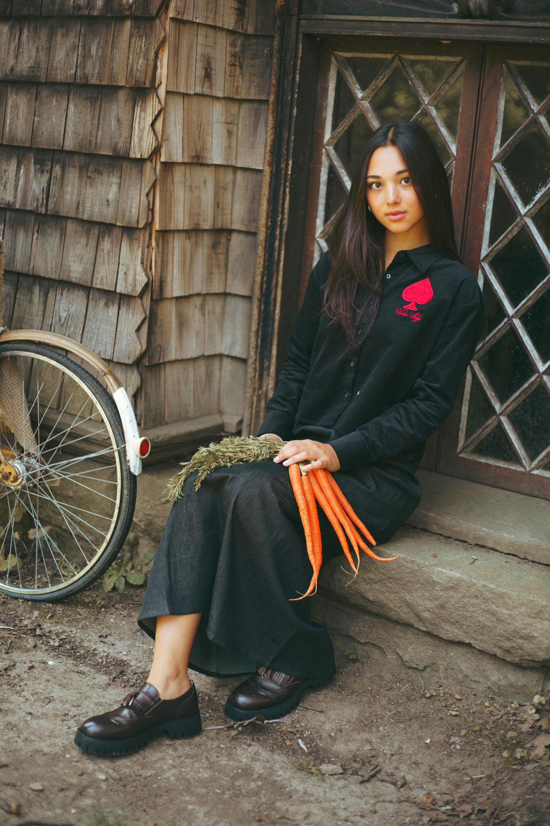 shirt l/s cropped corduroy ace - black