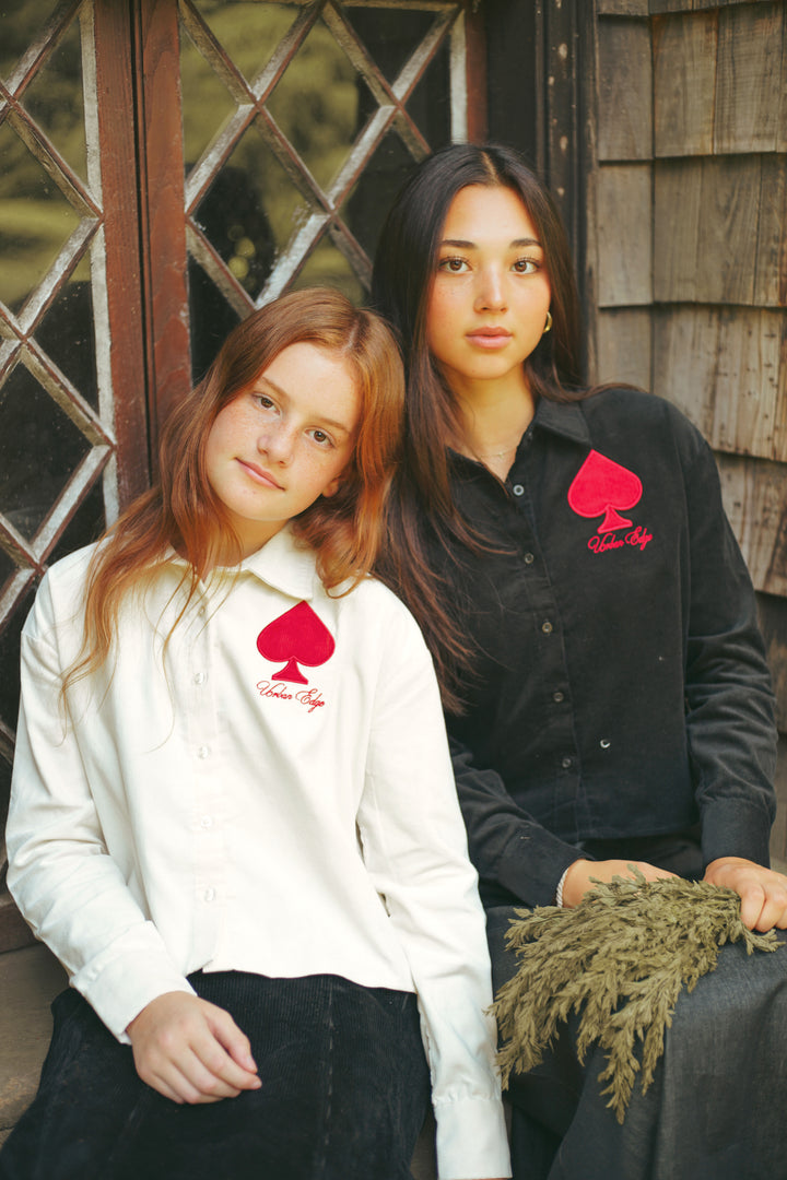 shirt l/s cropped corduroy ace - white