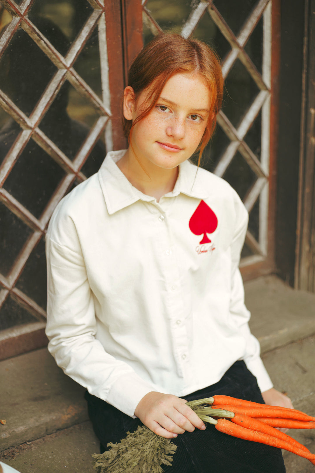 shirt l/s cropped corduroy ace - white