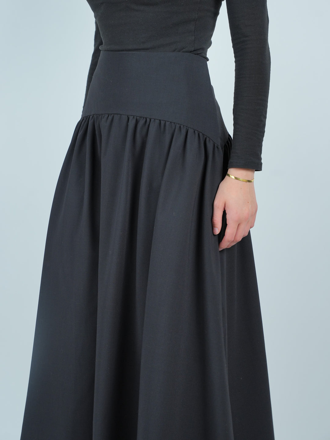 skirt diagonal yoke - black