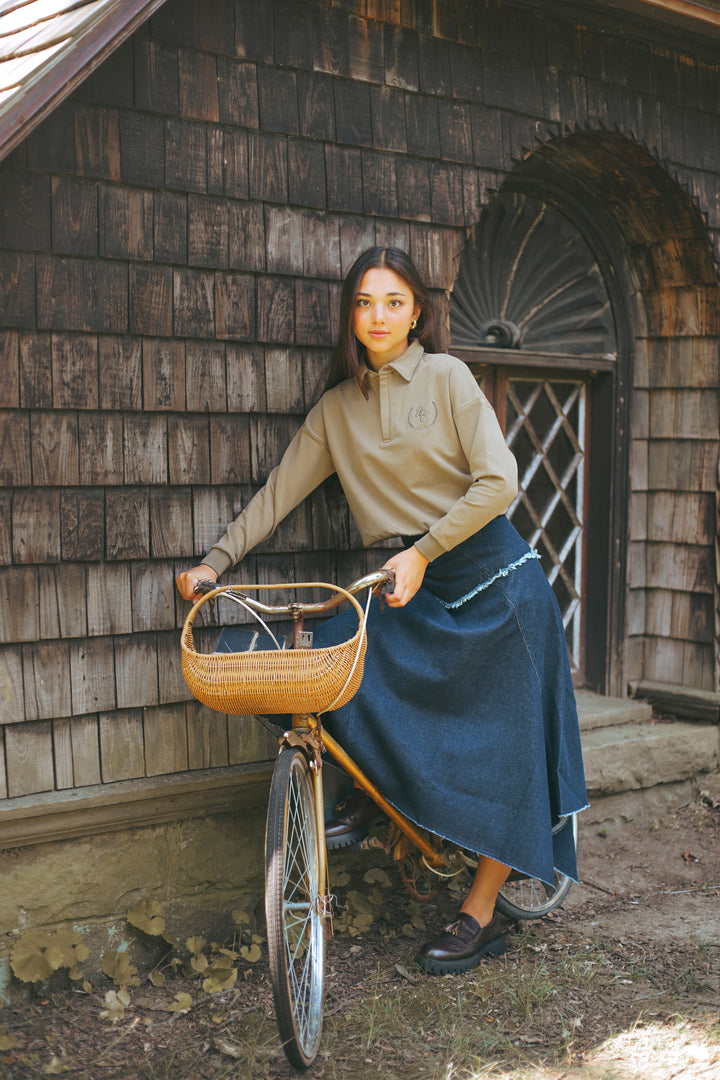 skirt denim asymmetrical - navy