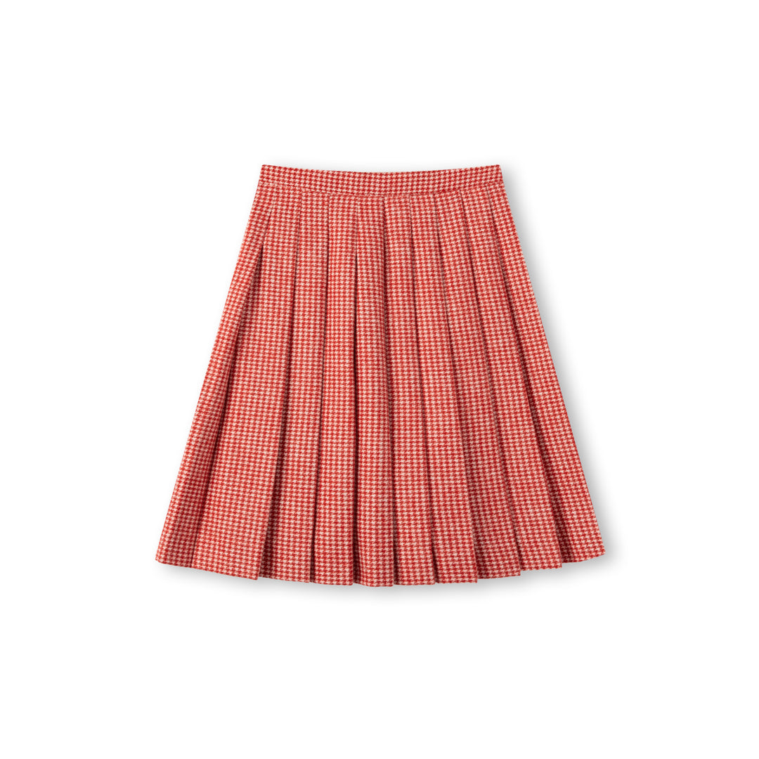 houndstooth pleated skirt - red houndstooth