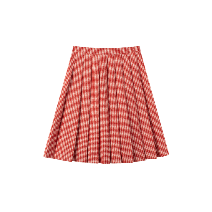 houndstooth pleated skirt - red houndstooth