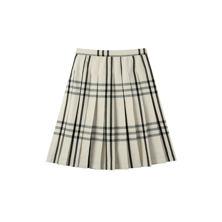 plaid pleated skirt - creme plaid