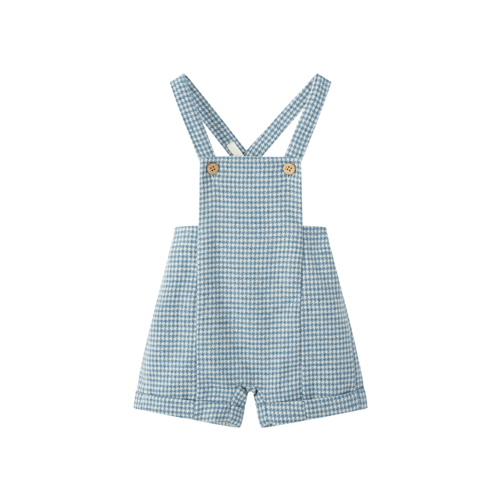 houndstooth suspender shorts - blue houndstooth