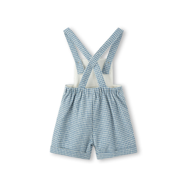 houndstooth suspender shorts - blue houndstooth