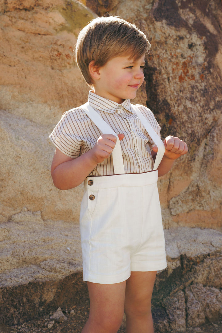 shorts button suspender - cream