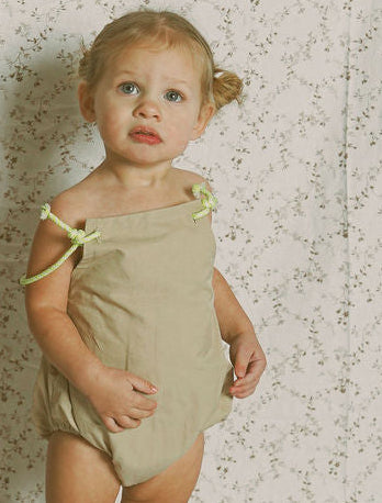 one piece parachute romper with neon straps - tan