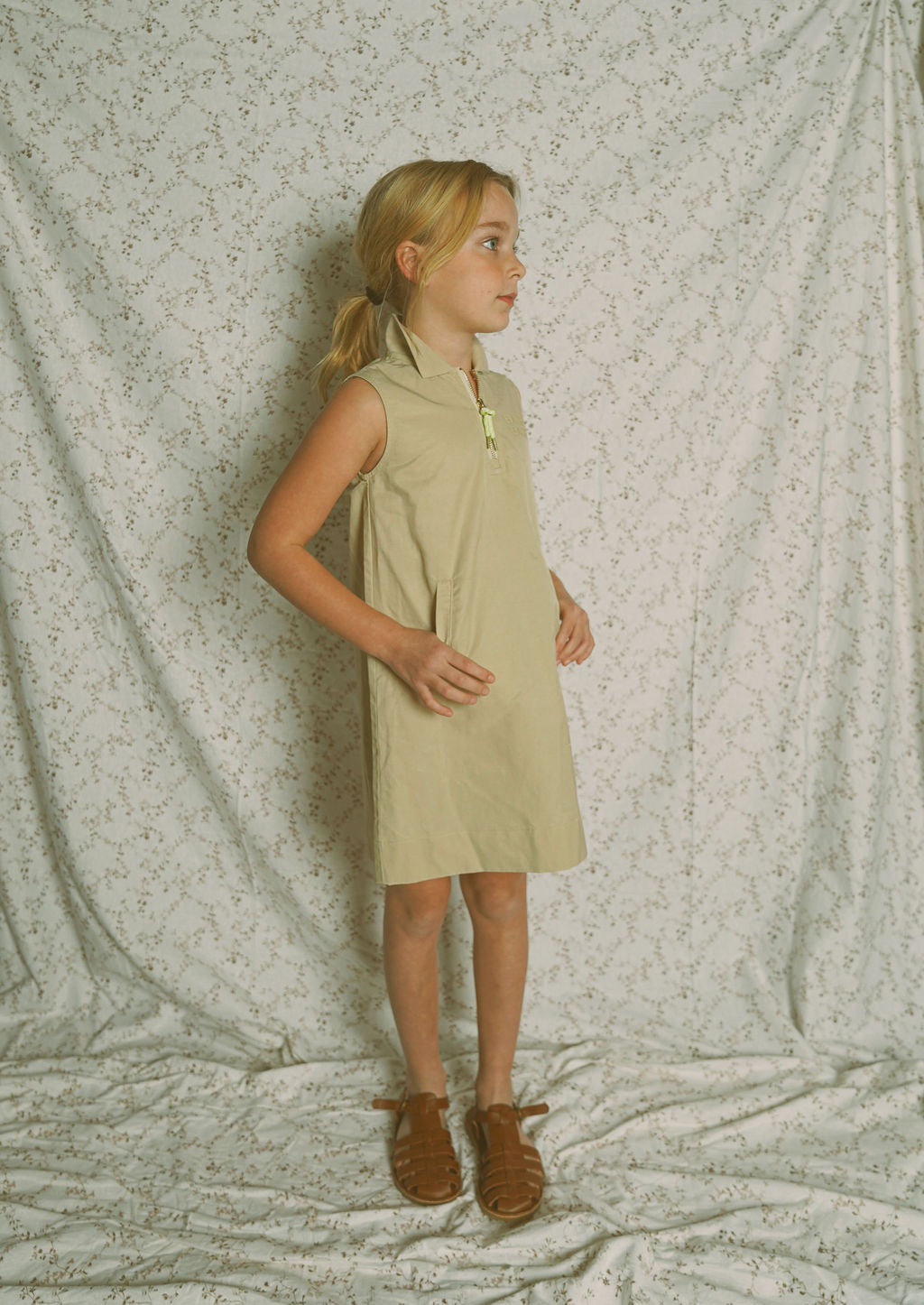 dress parachute half zip jumper with collar - tan