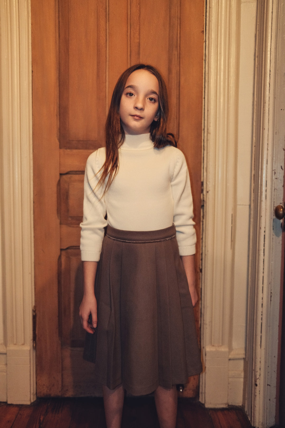 skirt wool pleated  - mocha-491