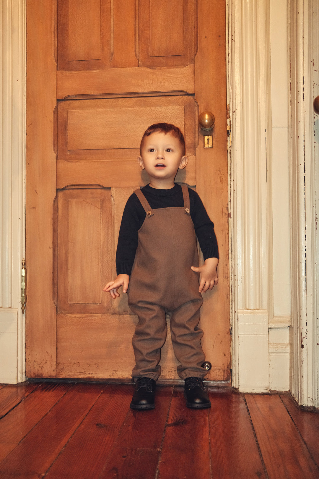 one piece wool long overalls - mocha-491