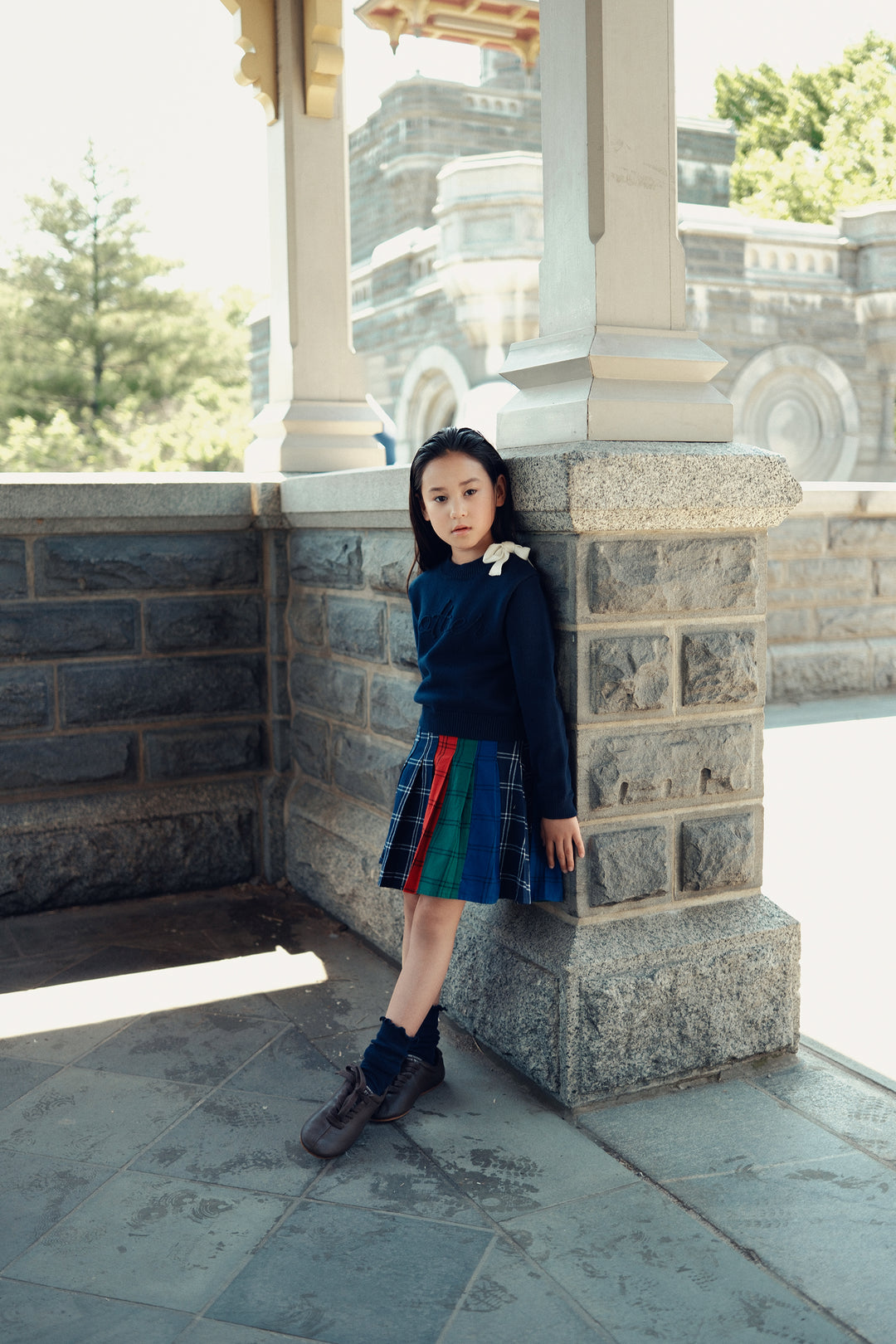 skirt multi color plaid pleated - multi