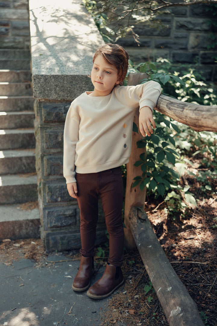 top l/s mini logo sweatshirt - stone