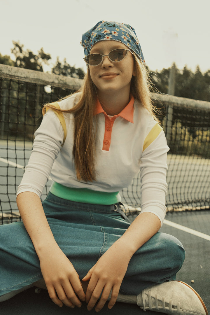 vest color block polo - white