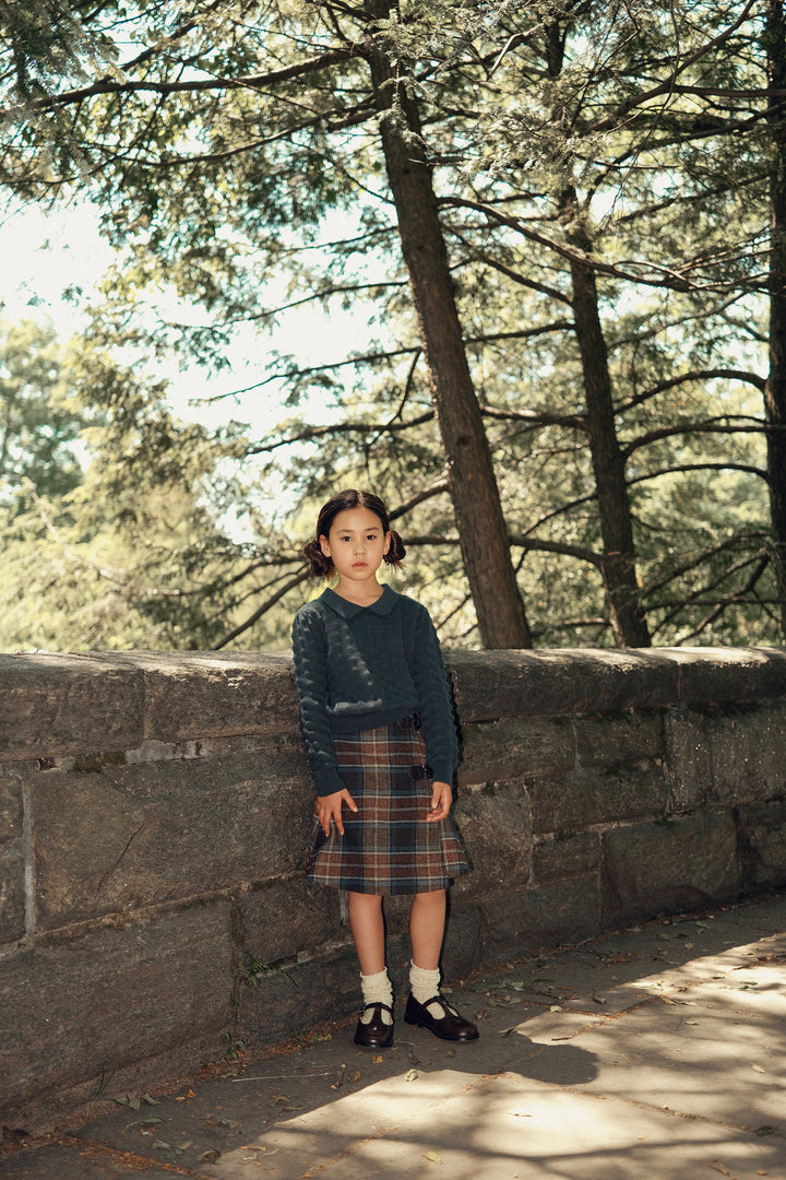 skirt wool multi plaid wrap look - multi