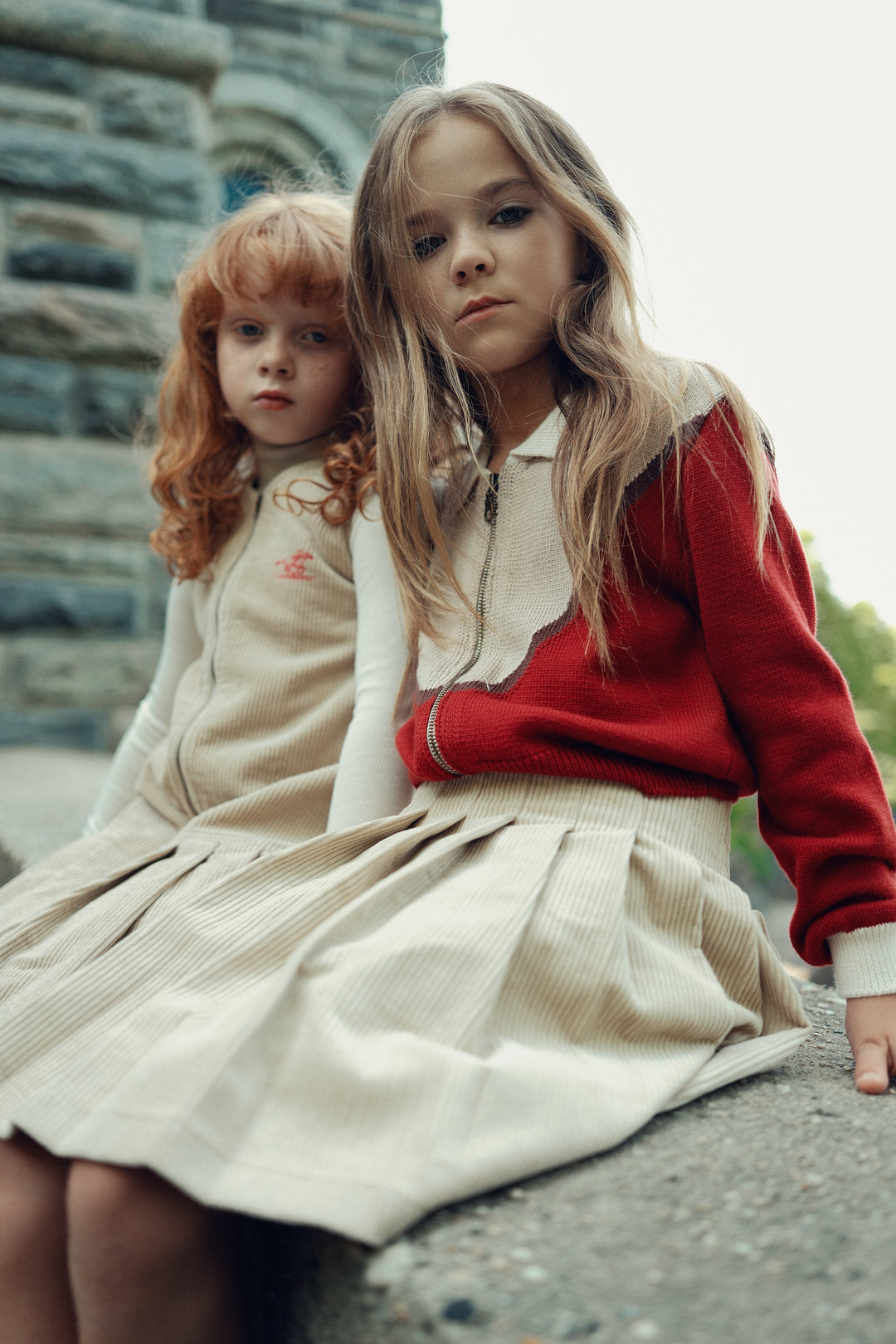 skirt heavy corduroy pleated - oatmilk