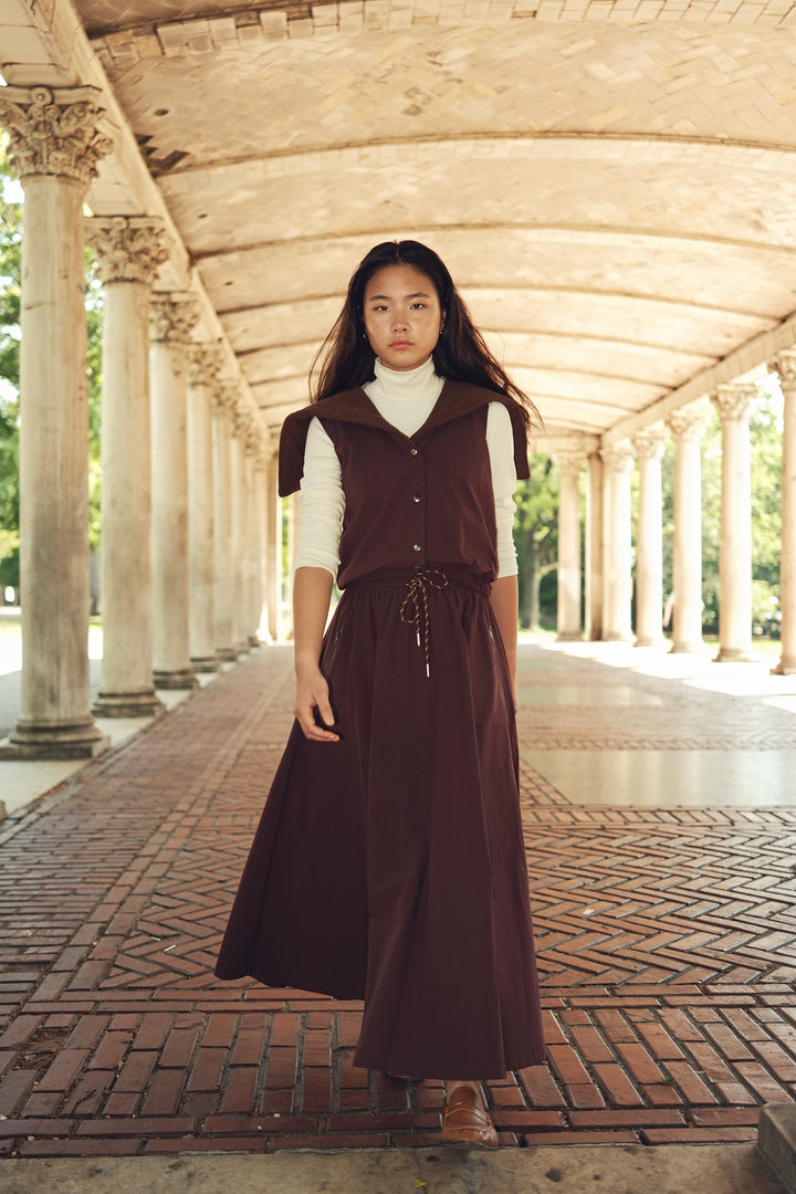 vest parachute large corduroy sailor collar - burgundy