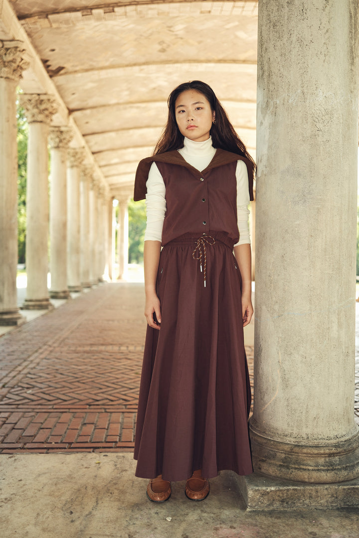 vest parachute large corduroy sailor collar - burgundy