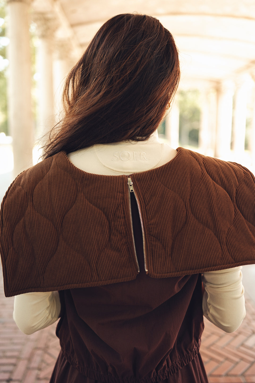 vest parachute large corduroy sailor collar - burgundy