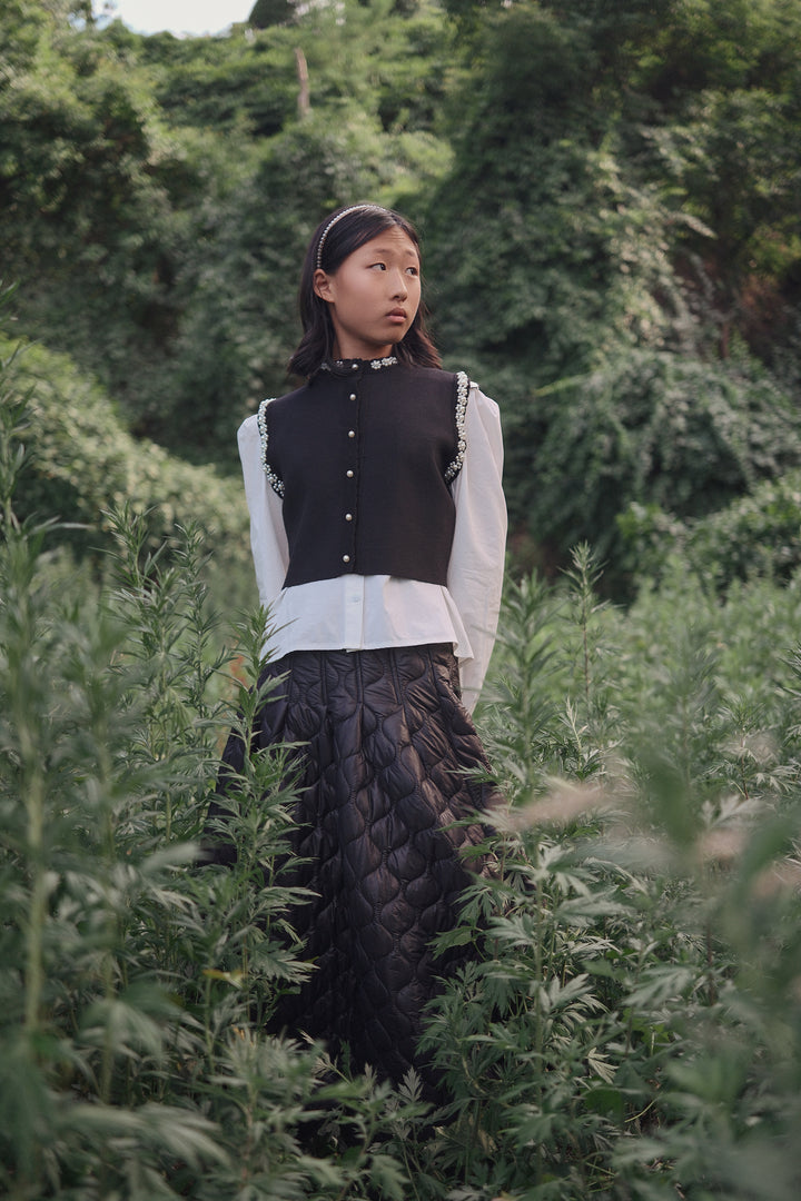 skirt midi padded quilt - black