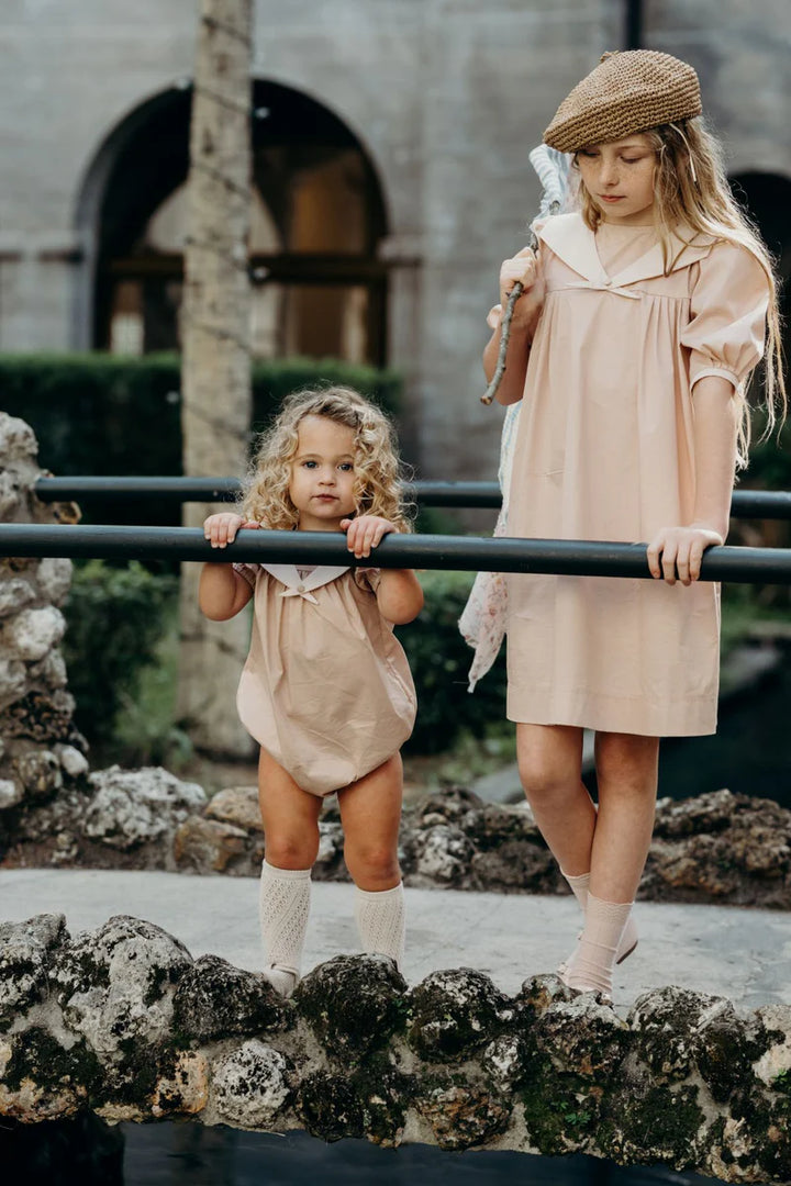 dress high waisted poplin with sailor collar - light pink