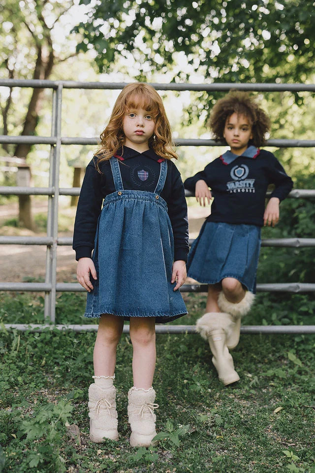 skirt denim suspender - blue denim