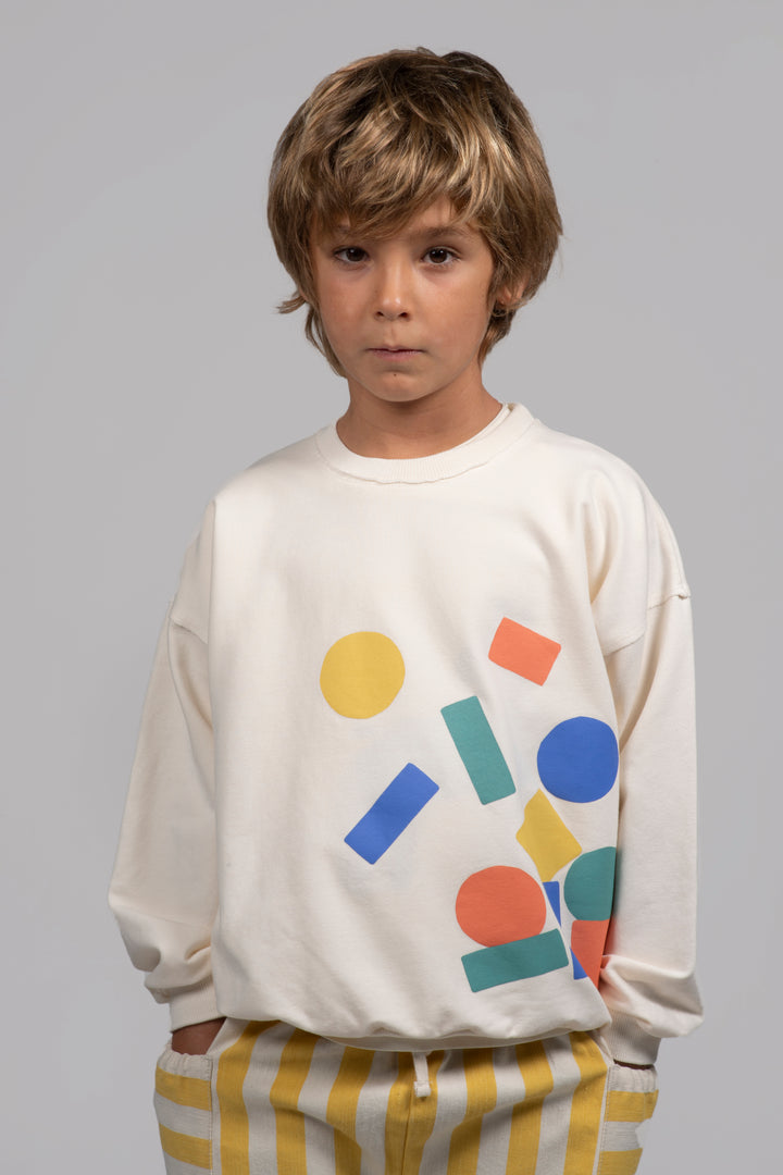 top l/s messy blocks sweatshirt - ivory