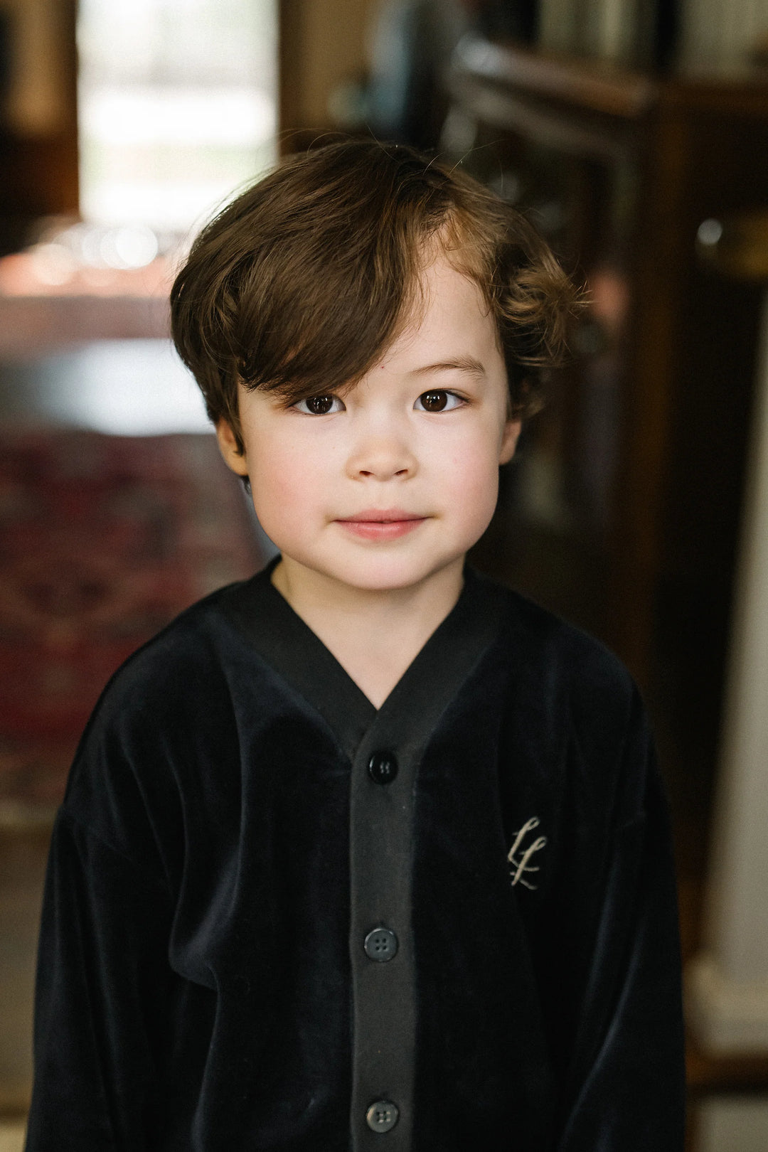 pajamas emblem top and pants - black