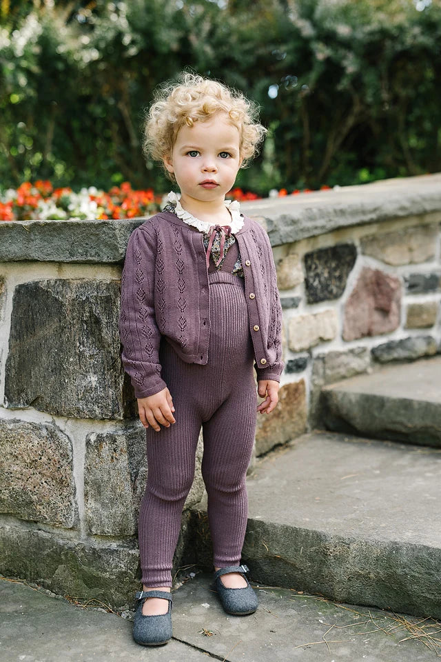 leggings knit suspender - vintage purple