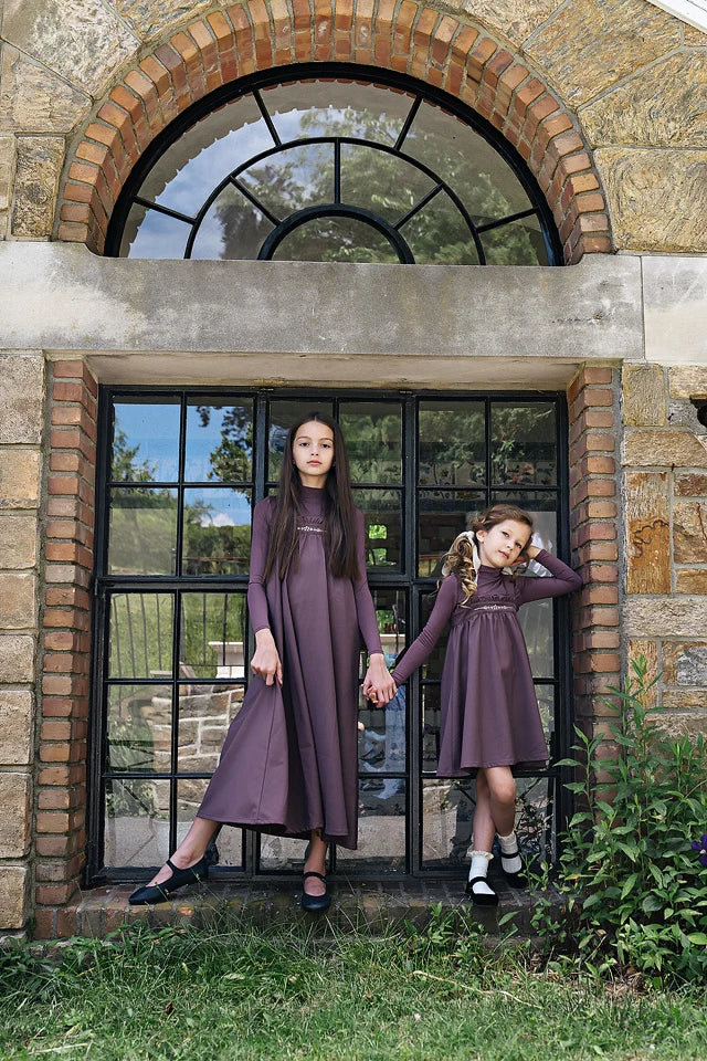 set outfit embroidered mockneck - vintage purple