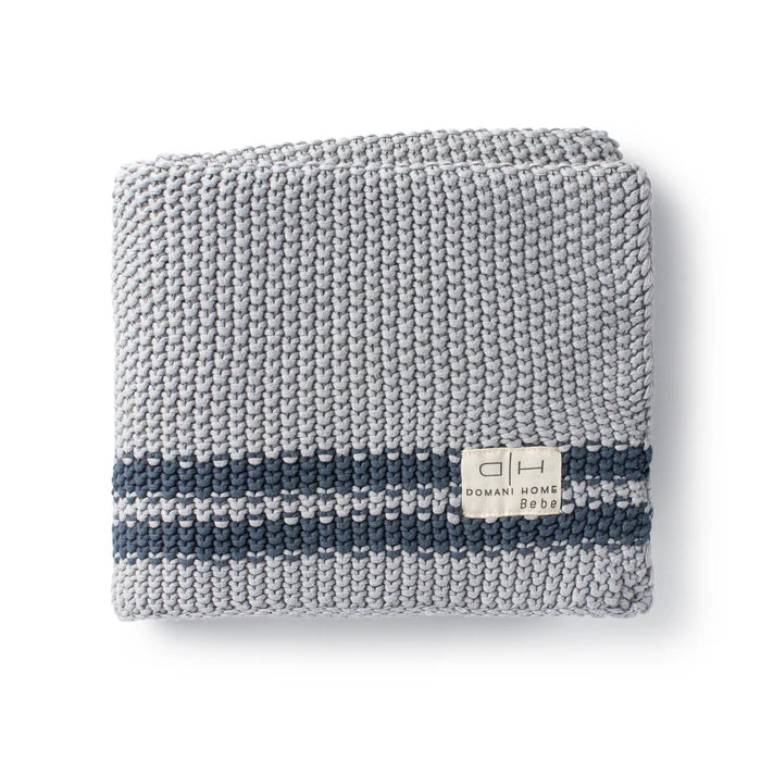 blanket chunky stripe - cool blue