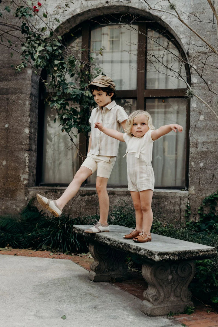 shirt s/s striped - camel