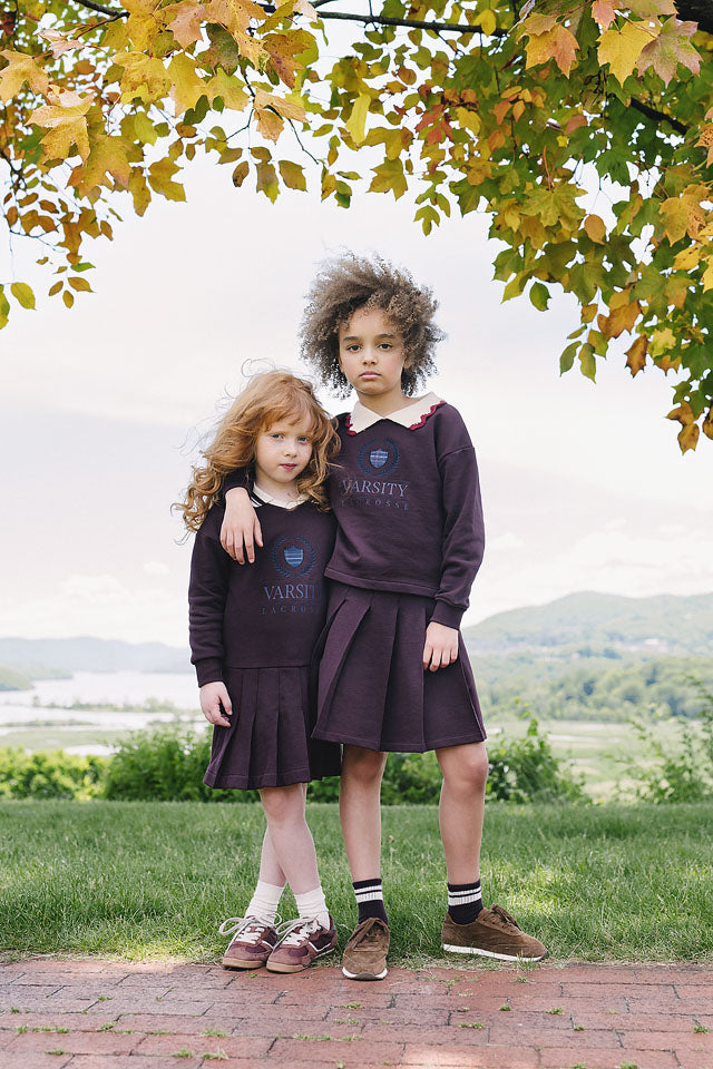 dress fan club sweat pleated with collar - plum
