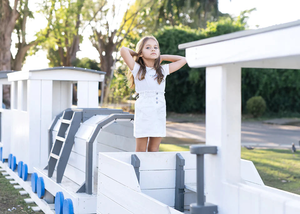 skirt paperbag - white denim