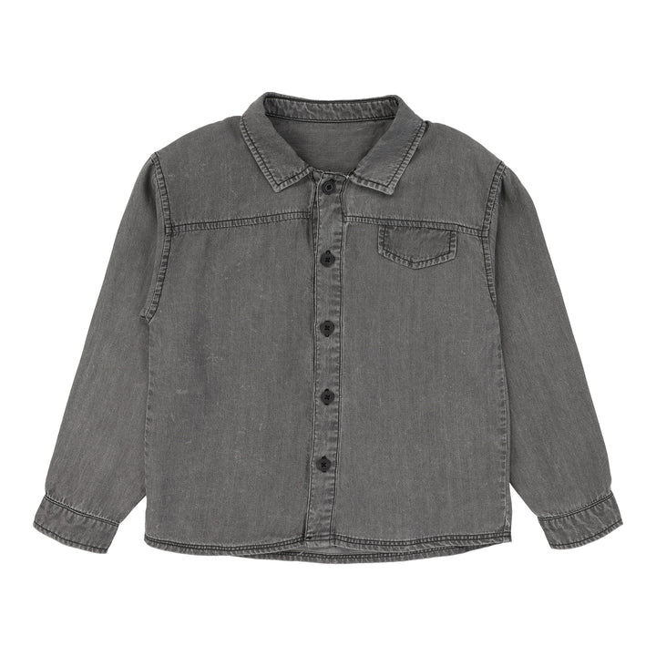 shirt l/s washed tencil - grey wash