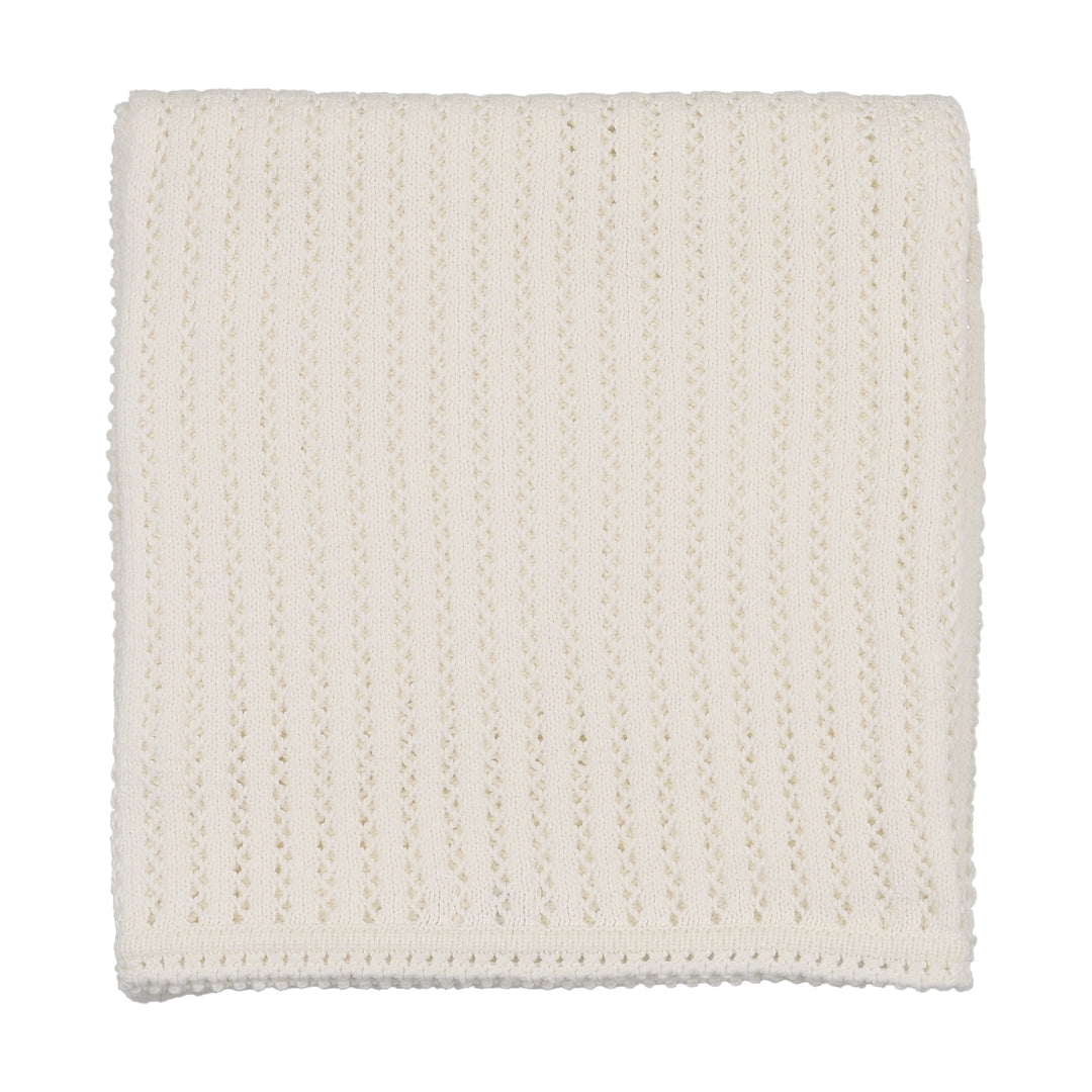 set footie dainty knit sweater with bonnet and blanket - chalk white