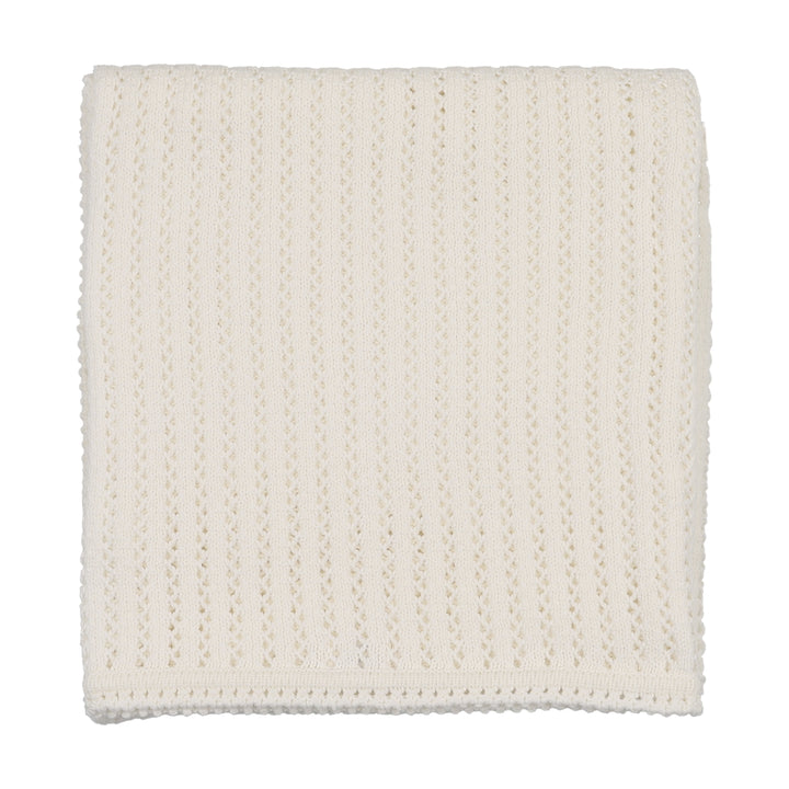 set footie dainty knit sweater with bonnet and blanket - chalk white