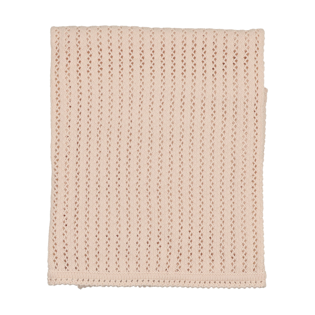 set footie dainty knit sweater with bonnet and blanket - champagne pink