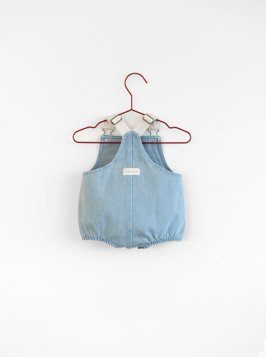 one piece canvas bow bubble romper - blue denim