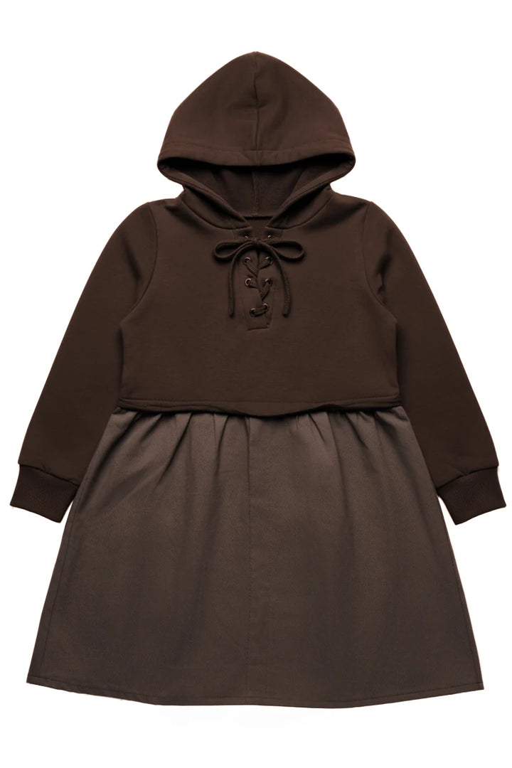 dress denim hooded sweatshirt - mocha