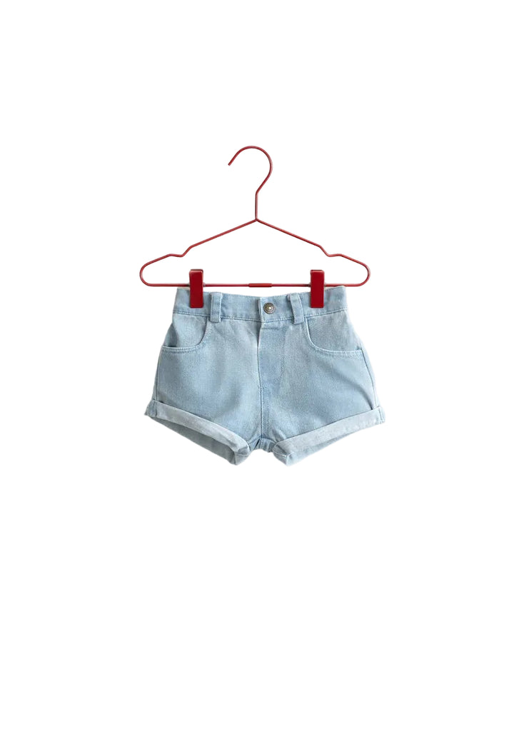 shorts denim elastic waist - blue denim
