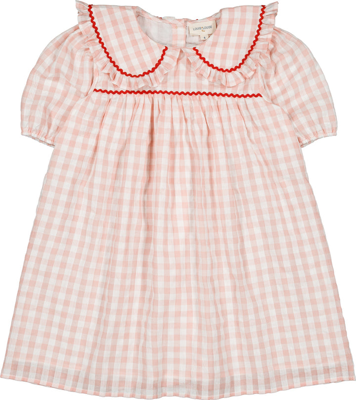 dress high waisted gingham stitch - pink